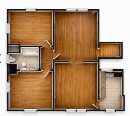 Floor plan for 2 beds, 1 bath, 1012 sqft